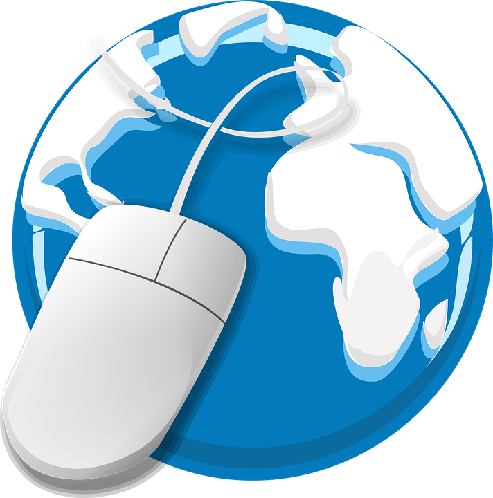 computer mouse over world