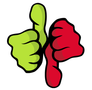 Green thumbs up and red thumbs down