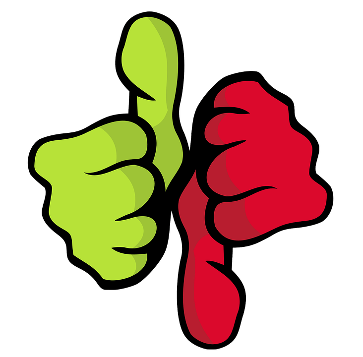 Green thumbs up and red thumbs down