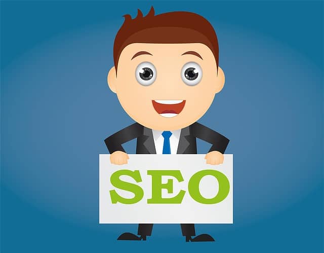 animated guy holding an seo sign