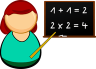 teacher teaching maths on a blackboard