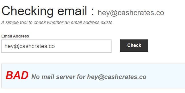 cashcrates emal legitimacy checked and the results were bad