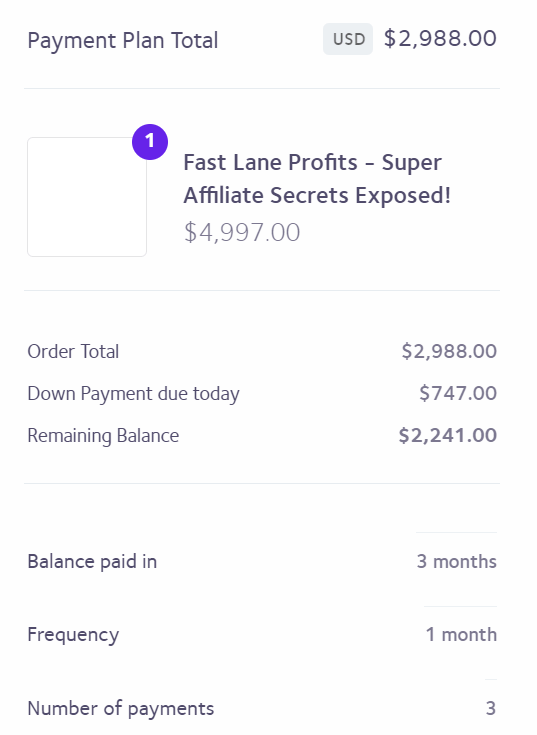 fast lane profits payment plan