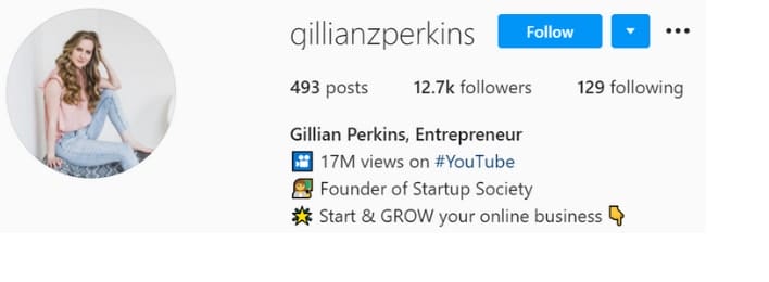 gillian perkins startup society review instagram