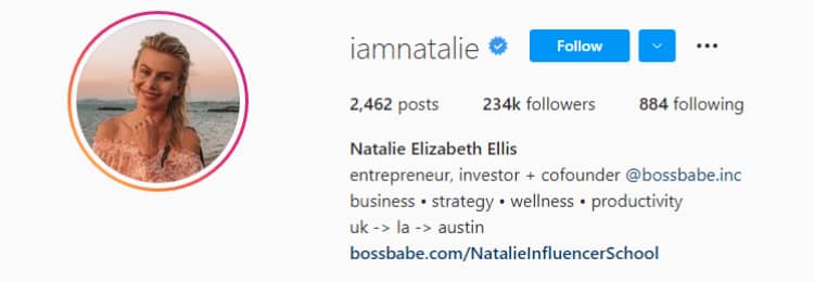 boss babe Natalie instagram account