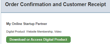 My Online Startup membership receipt