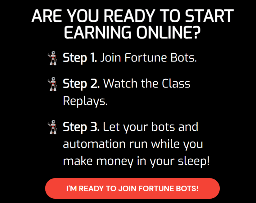 Fortune Bots landing page